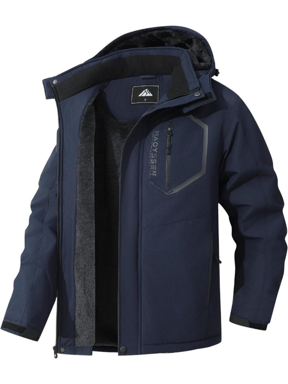 Men's Waterproof Ski Jacket - Warm Fleece Lining Winter Parka with Hood & Snow
